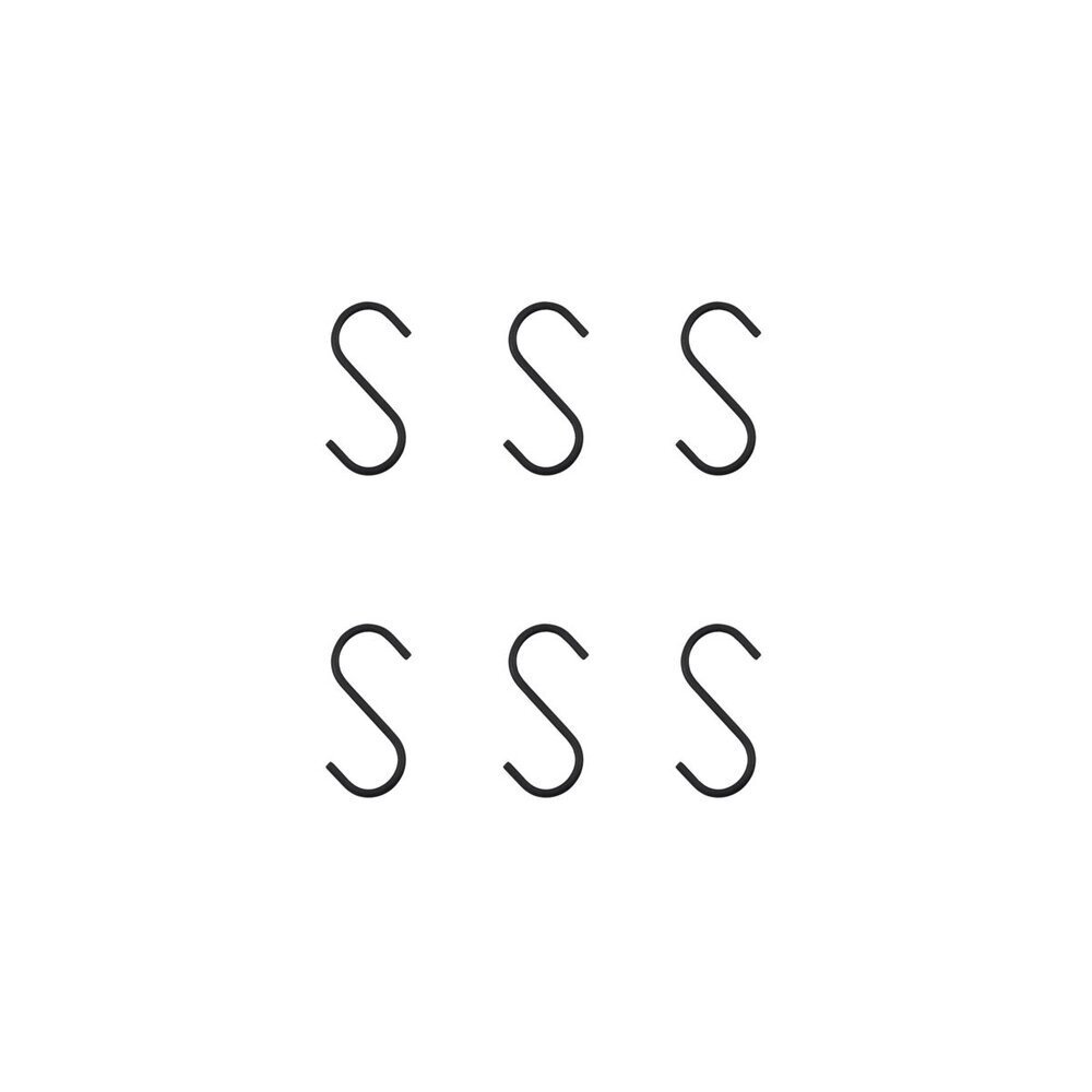 S-Haken Snap 6er Set, schwarz 3 x 0,5 x 6 cm
