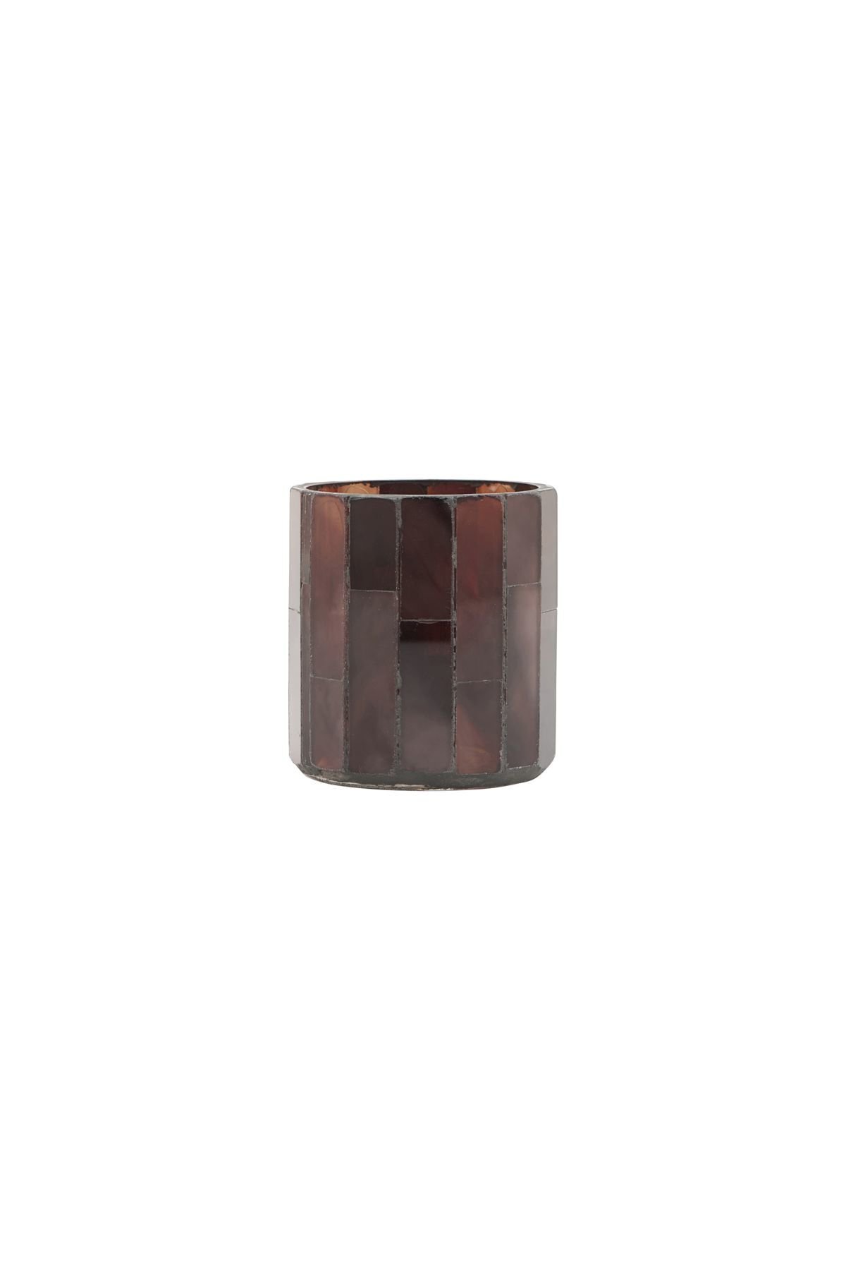 Teelichtglas Amroha, braun Ø6.5 x H8cm