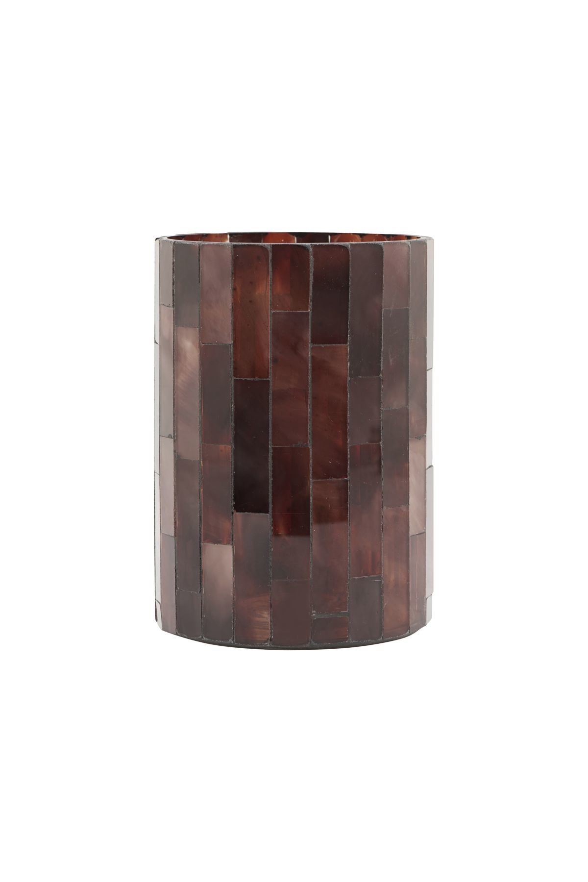 Teelichtglas Amroha, braun Ø10 x H15cm