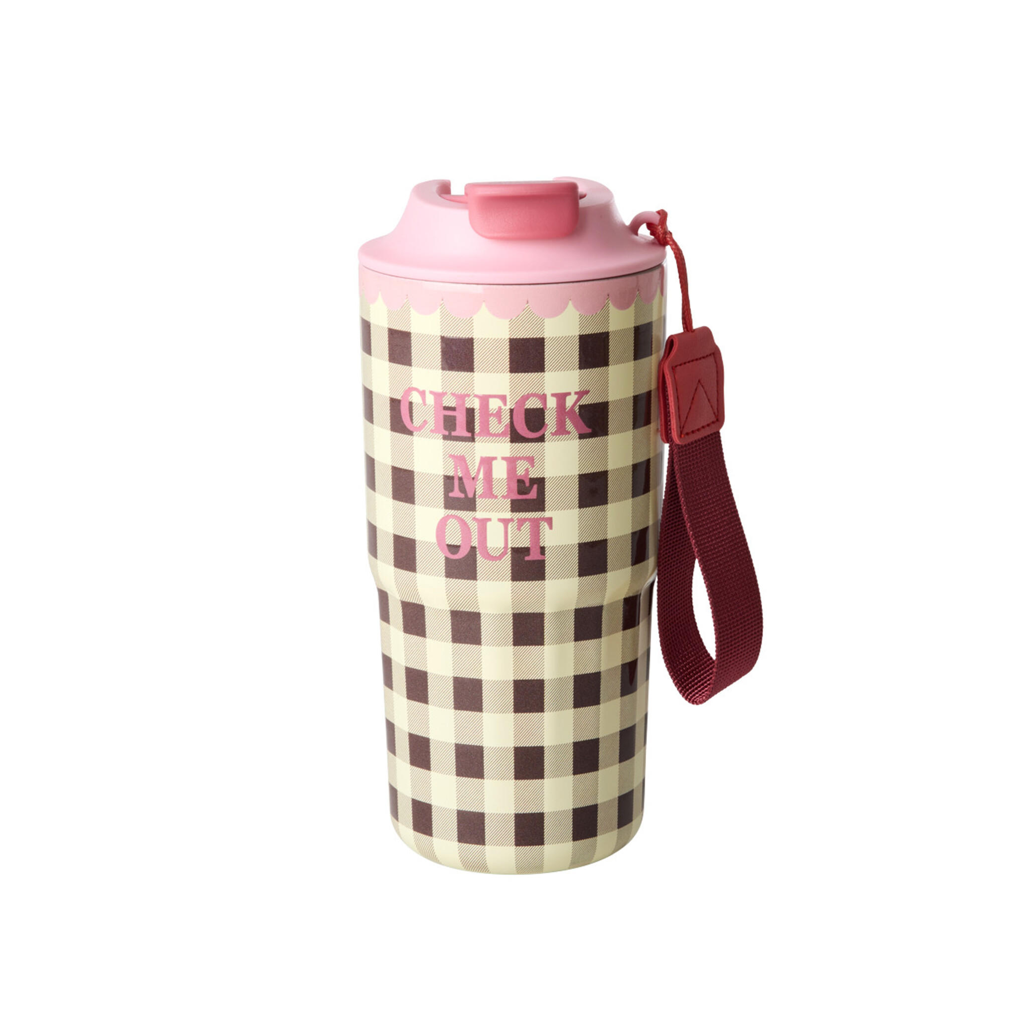 RICE Edelstahl Thermobecher Check Me Out, braun 