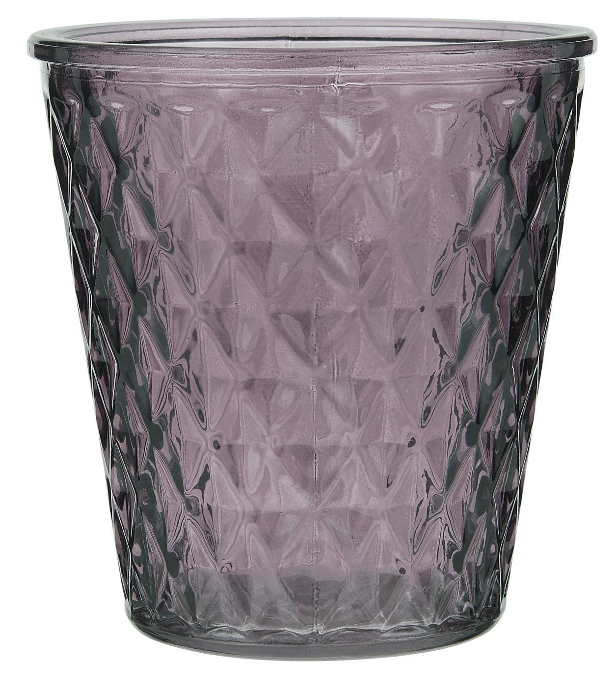 Teelichthalter Karomuster farbig, aubergine 