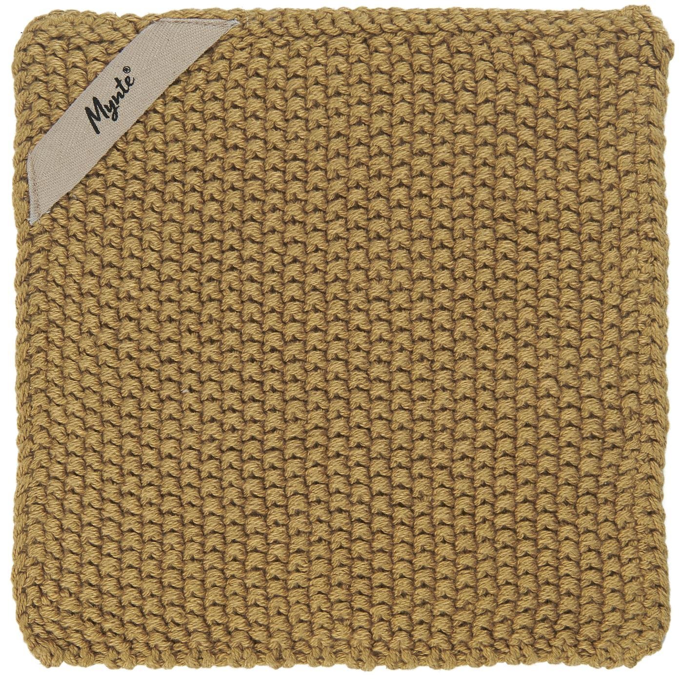 Topflappen Mynte gestrickt, mustard 