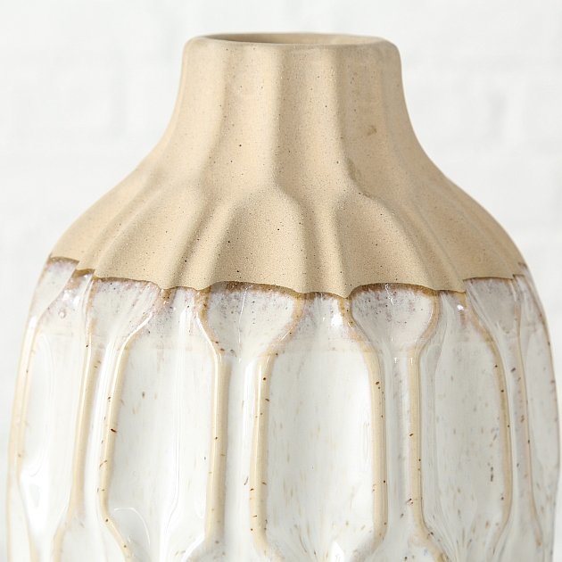 Vase Malia aus Steingut, weiss 25 cm, Ø 15 cm