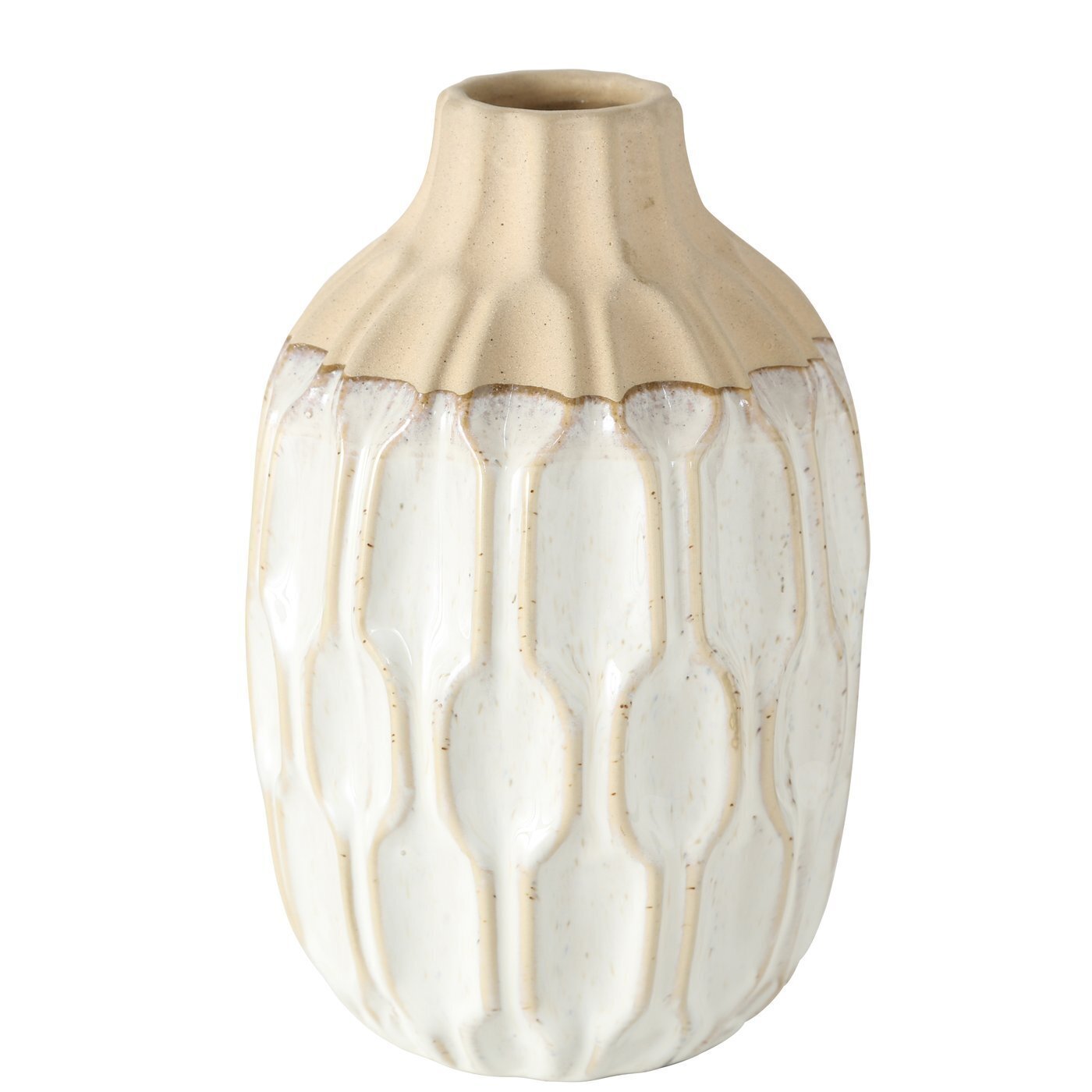 Vase Malia aus Steingut, weiss 25 cm, Ø 15 cm