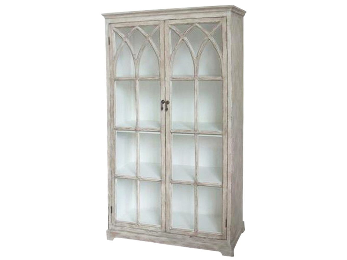 Shabby Chic Vitrine mit Kreuztüren, sand 