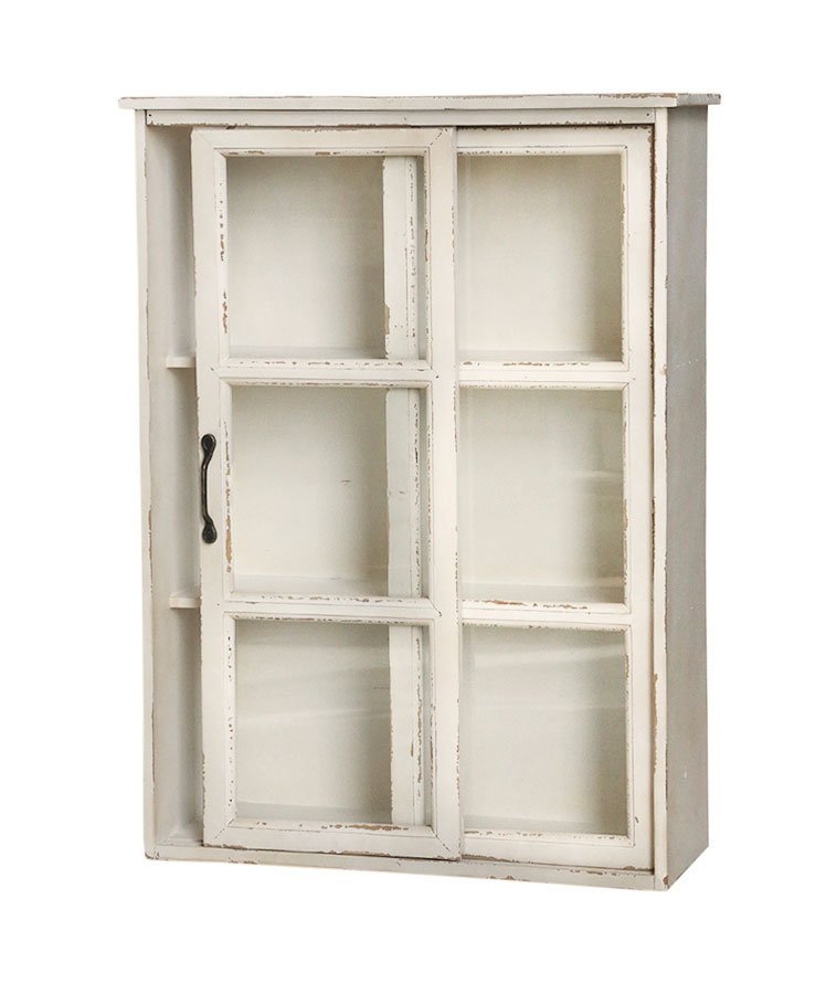 Wandschrank mit Schwebetür, antik creme 