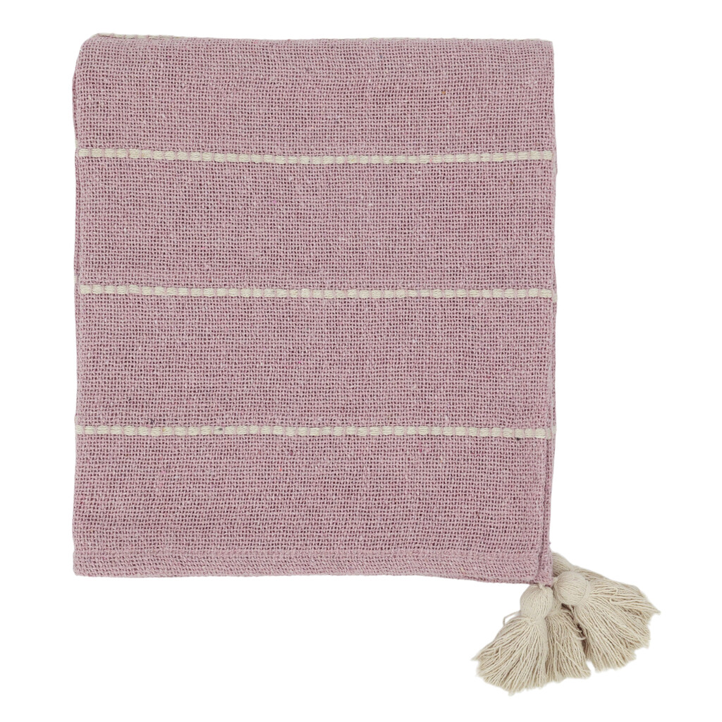 Chic Antique Aix Plaid Decke Rosa aus Baumwoll-Garnüberschuss online kaufen bei SKANDEKO