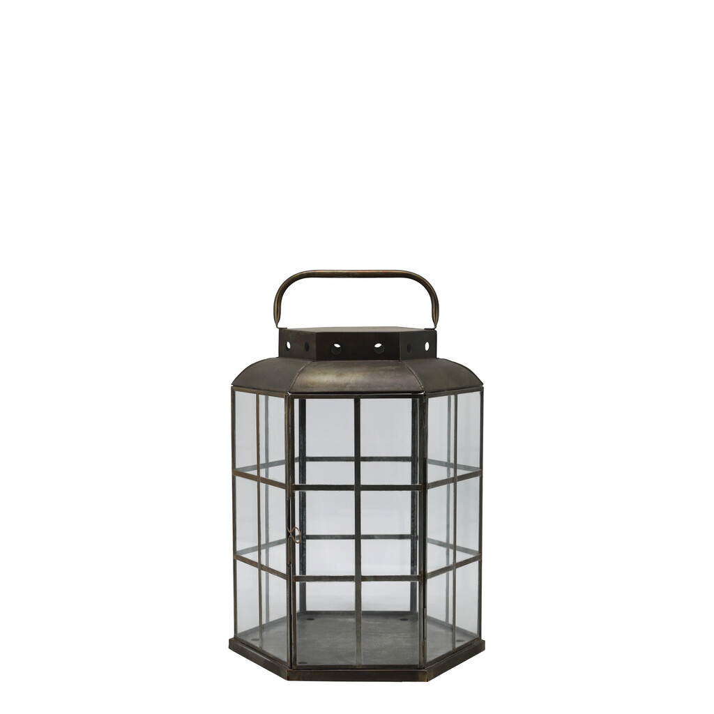 Chic Antique Laterne 6-eckig Antik Messing