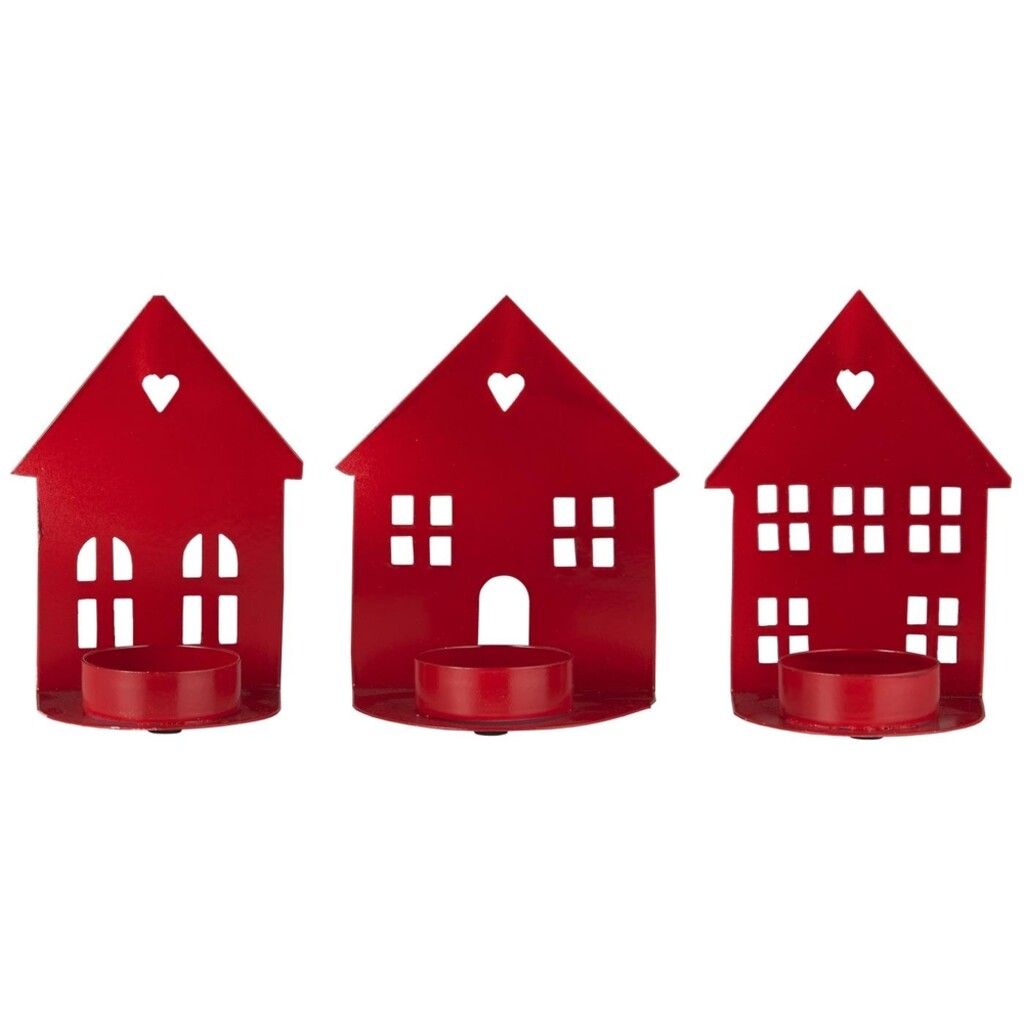 Kerzenhalter für Teelicht Hausfassade 3er Set