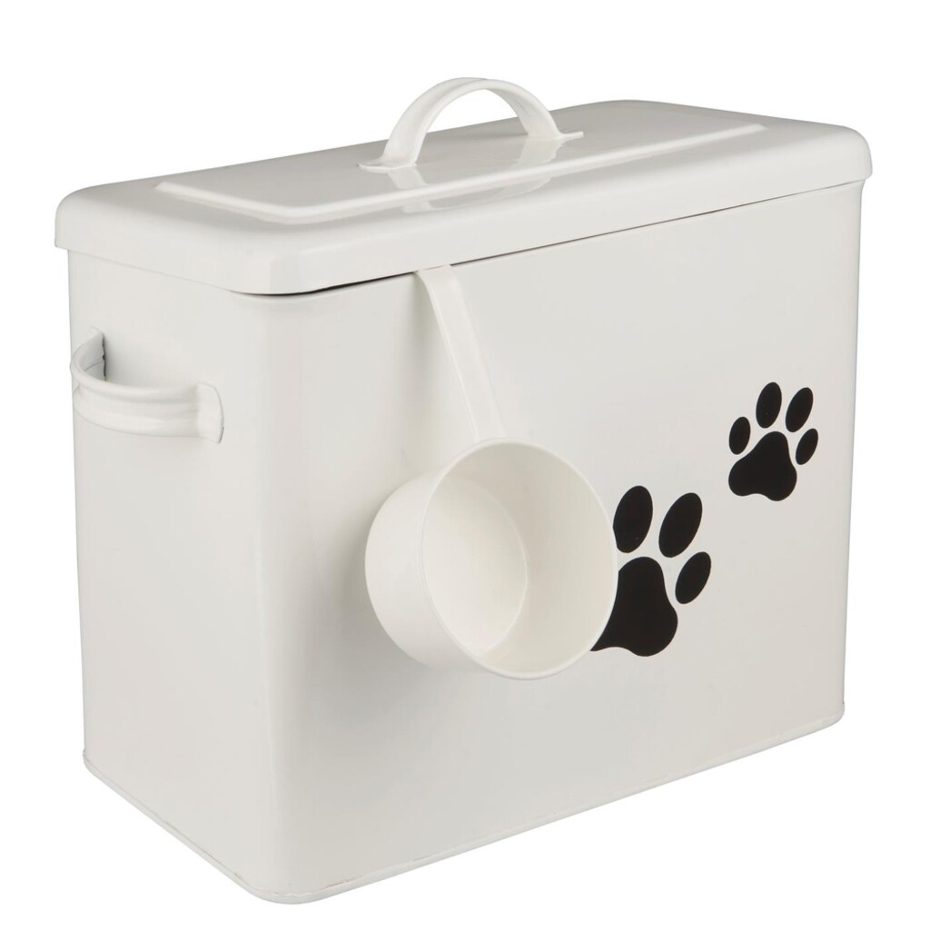 Metall-Box mit Deckel für Hundefutter + Messbecher