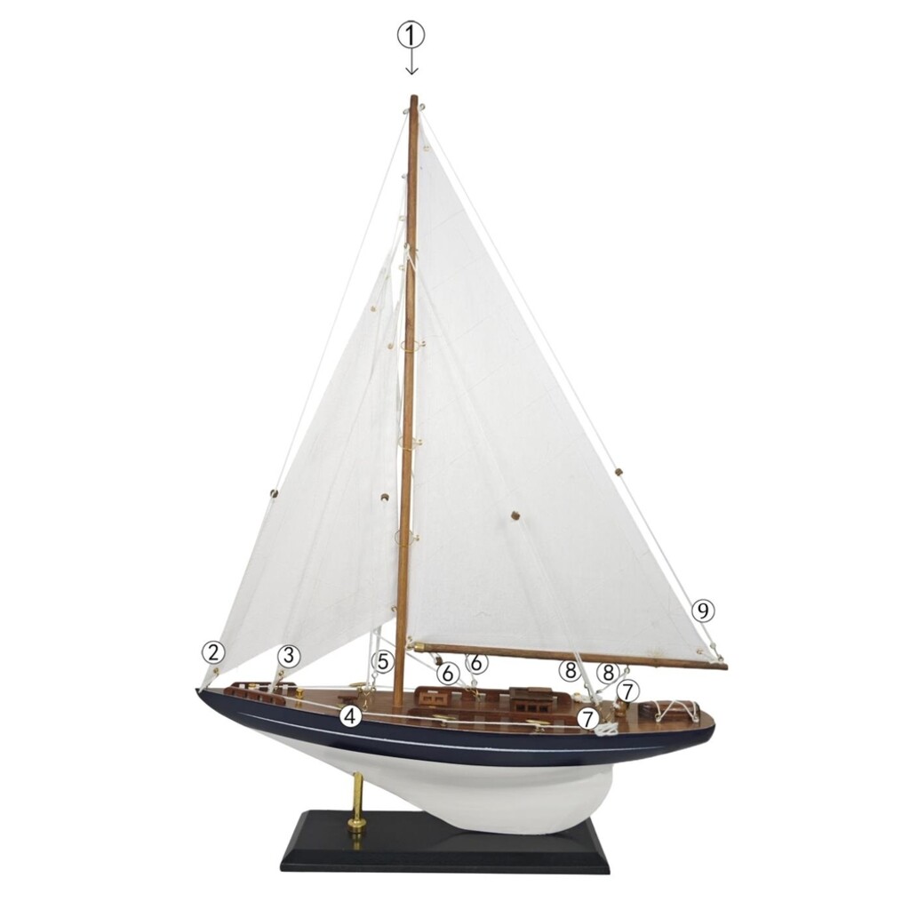 Deko Segelschiff mit leinenfarbigen Segeln