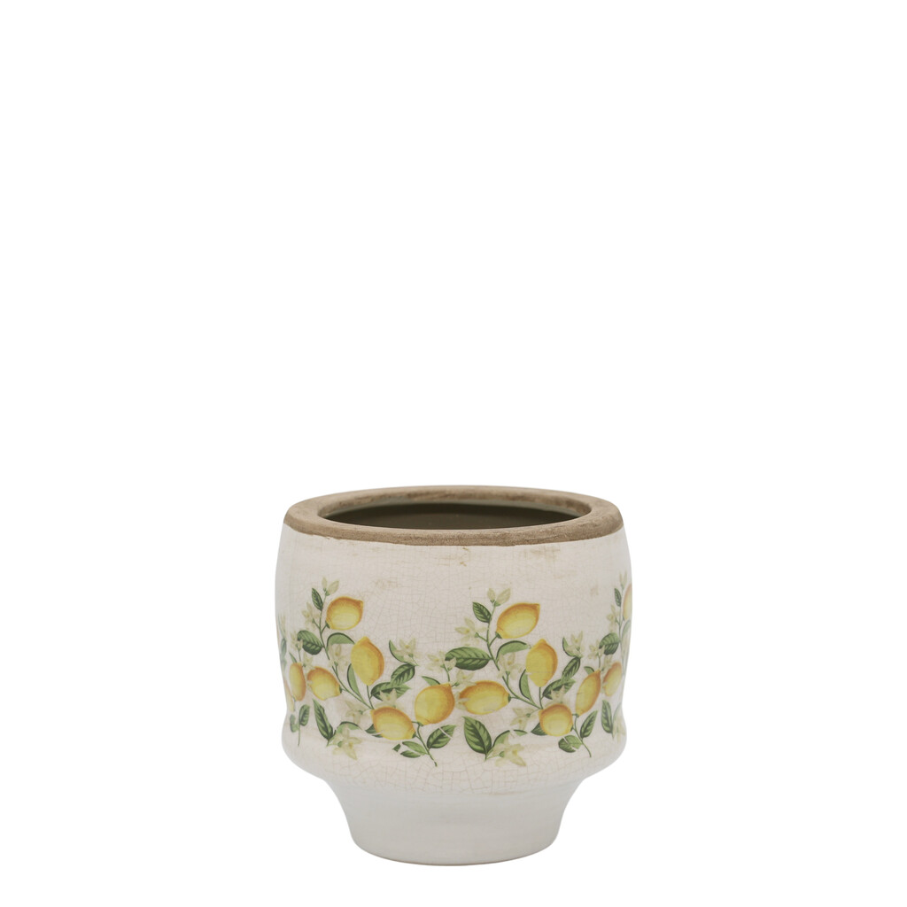 Chic Antique Übertopf Limone Blossom – Vintage Keramik mit Zitronen & Blumen