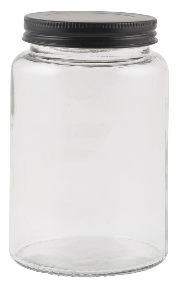 Aufbewahrung Glas Sevilla mit schwarzem Deckel