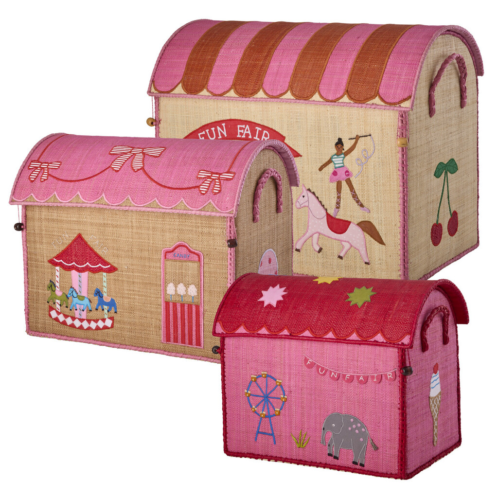 RICE Raffia Spielzeugkörbe Fun Fair Pink – 3er-Set online kaufen bei SKANDEKO (Ansicht 2)