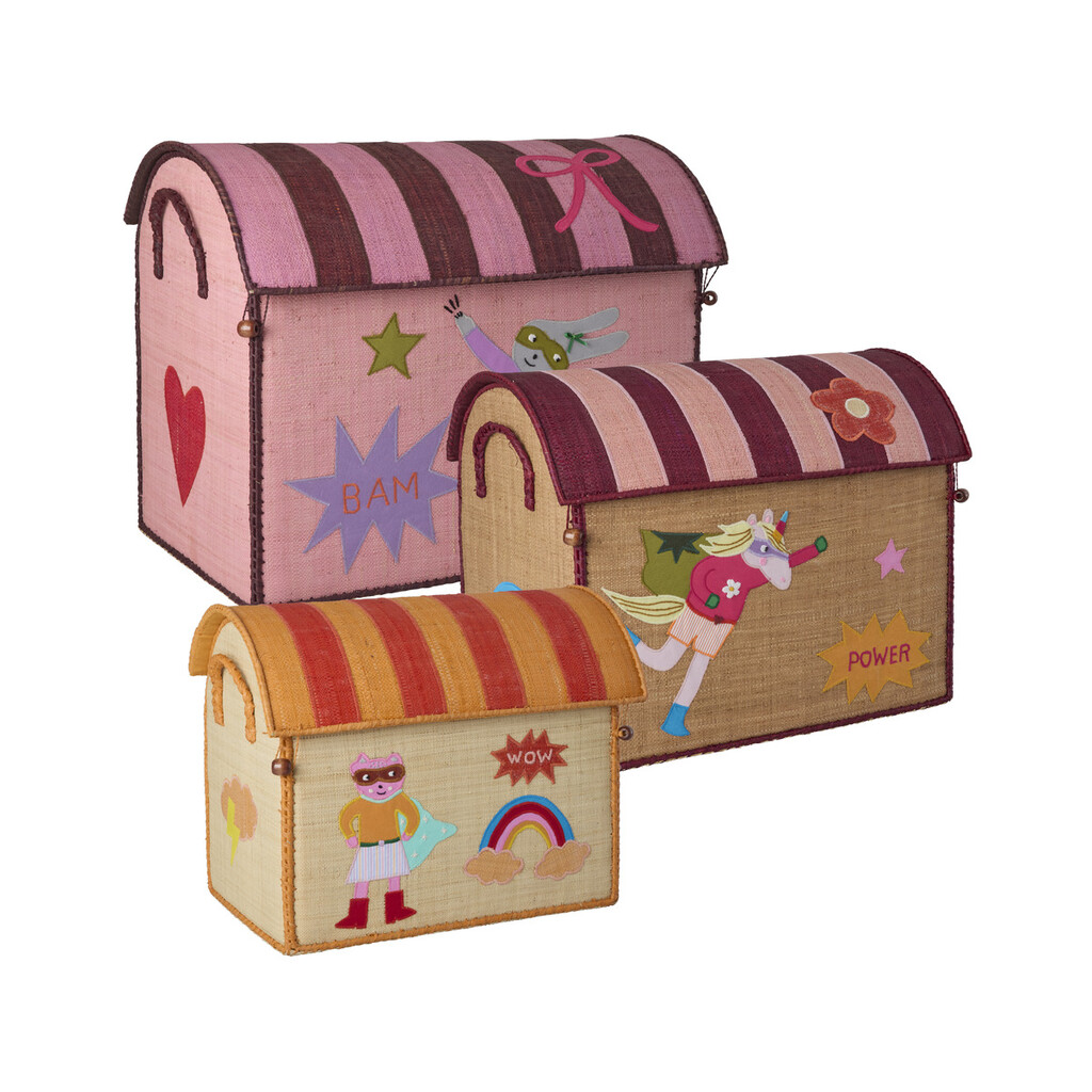 RICE Raffia Spielzeugkörbe Hero Pink – 3er-Set online kaufen bei SKANDEKO