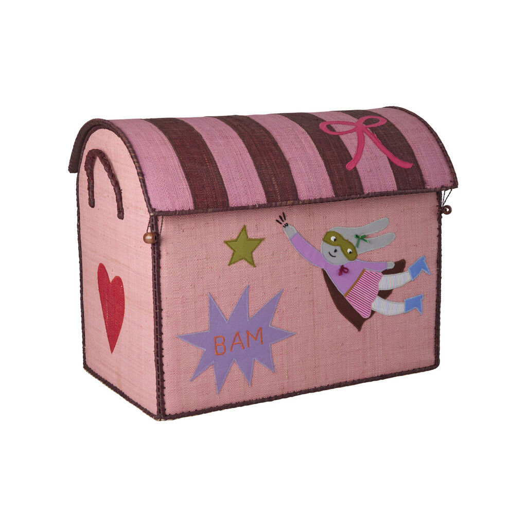 Raffia Spielzeugkörbe Hero Pink – 3er-Set