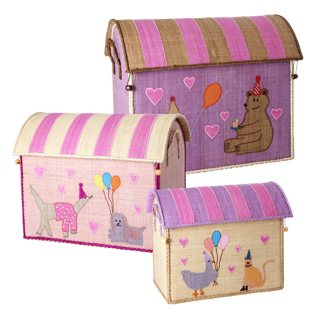 RICE Raffia Spielzeugkörbe Pink Party Animal – 3er-Set online kaufen bei SKANDEKO (Ansicht 2)