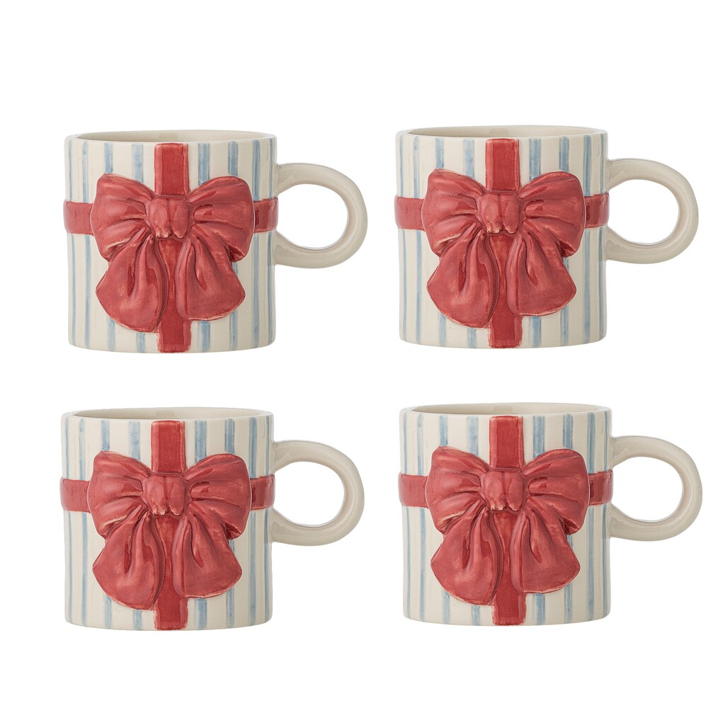 Bloomingville Bowie Weihnachts-Becher im 4er-Set - Blau (Steingut) online kaufen bei SKANDEKO