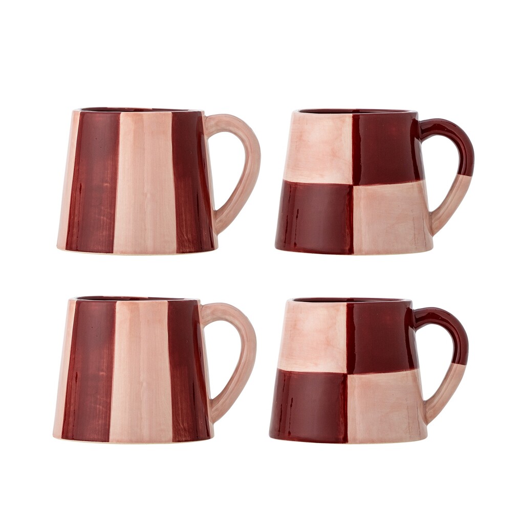 Bloomingville Floki Becher Grün aus Steingut – Handbemaltes 4er Set