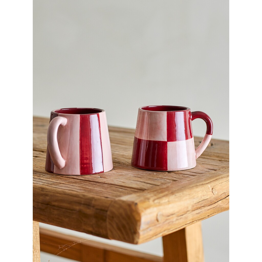 Bloomingville Floki Becher Grün aus Steingut – Handbemaltes 4er Set