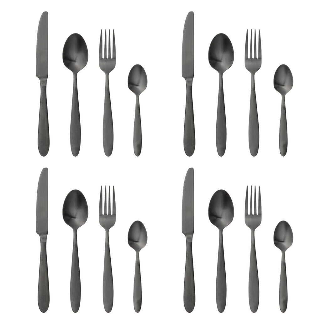 Bloomingville Frea Besteck Set Schwarz, 16-teilig, Edelstahl online kaufen bei SKANDEKO