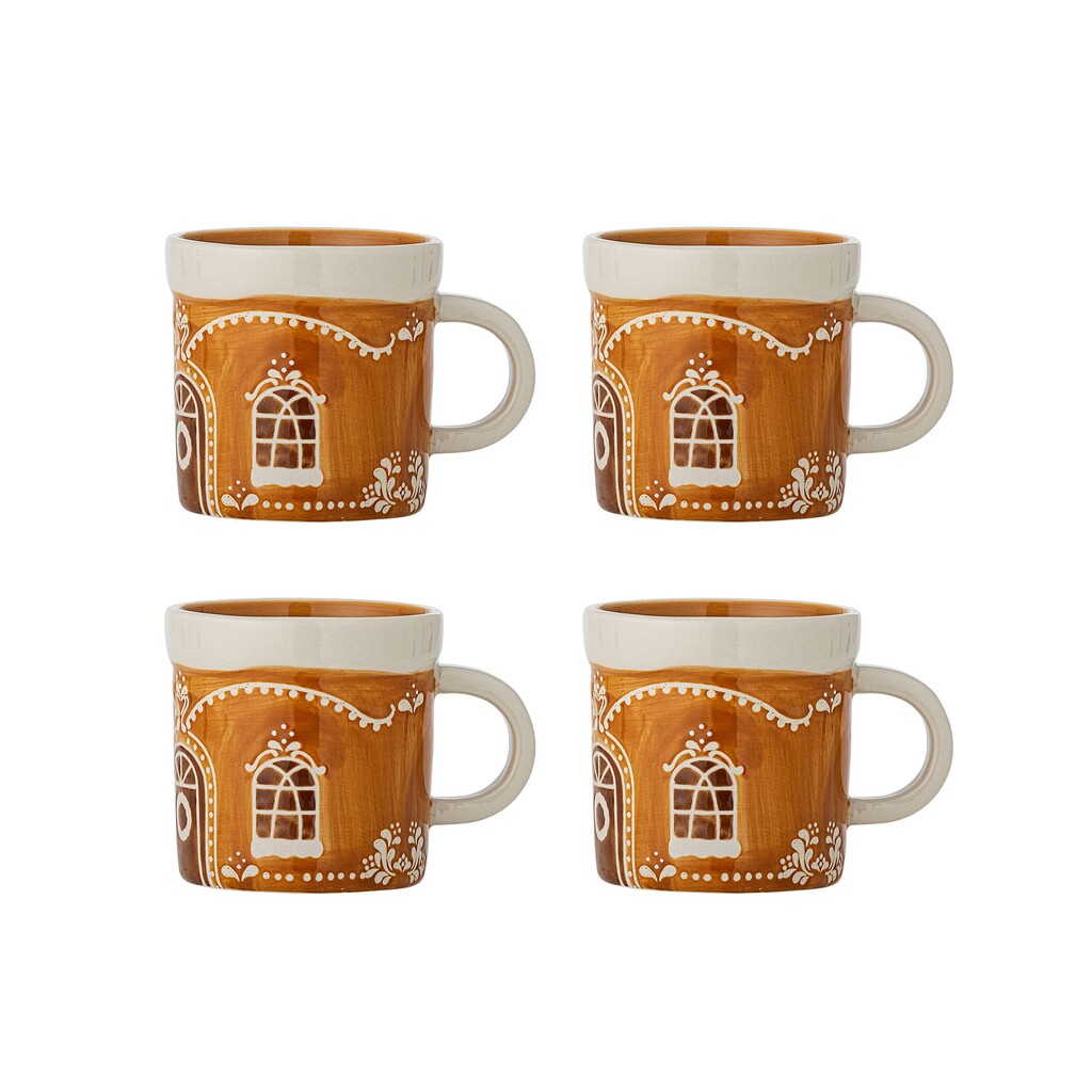 Bloomingville Gina Becher 4er-Set aus Steingut, Braun 250 ml online kaufen bei SKANDEKO