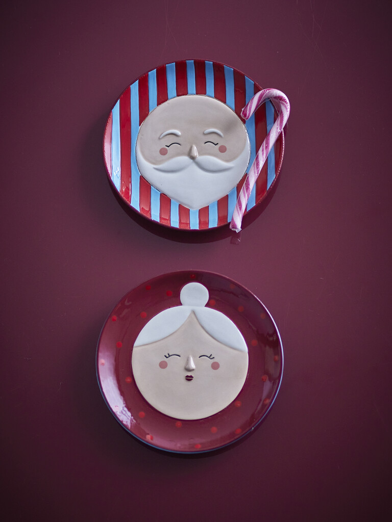 Bloomingville Weihnachtlicher Steingut-Teller Granny Rot Ø 16 cm (2er-Set) online kaufen bei SKANDEKO (Ansicht 2)