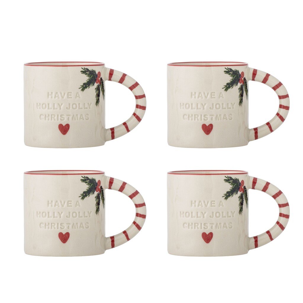Bloomingville Jovida Tasse 4er-Set aus Steingut, Weihnachten online kaufen bei SKANDEKO