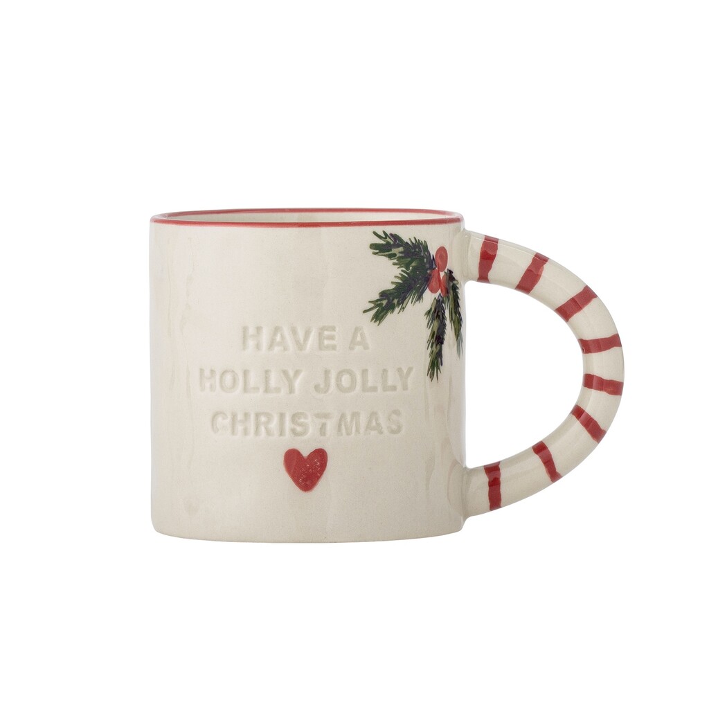 Bloomingville Jovida Tasse 4er-Set aus Steingut, Weihnachten