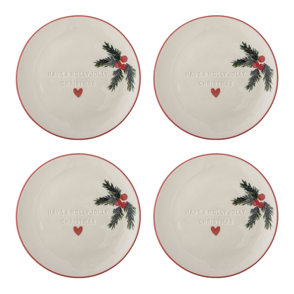 Bloomingville Jovida Weihnachts-Teller 4er-Set aus Steingut Ø 16 cm online kaufen bei SKANDEKO