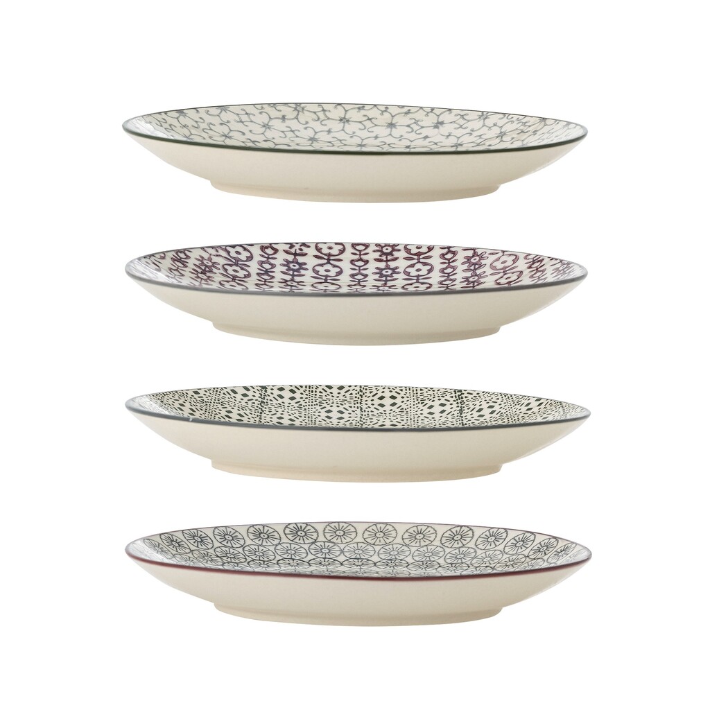 Bloomingville Karine Dessert Teller 4er-Set, Bunt, Steingut