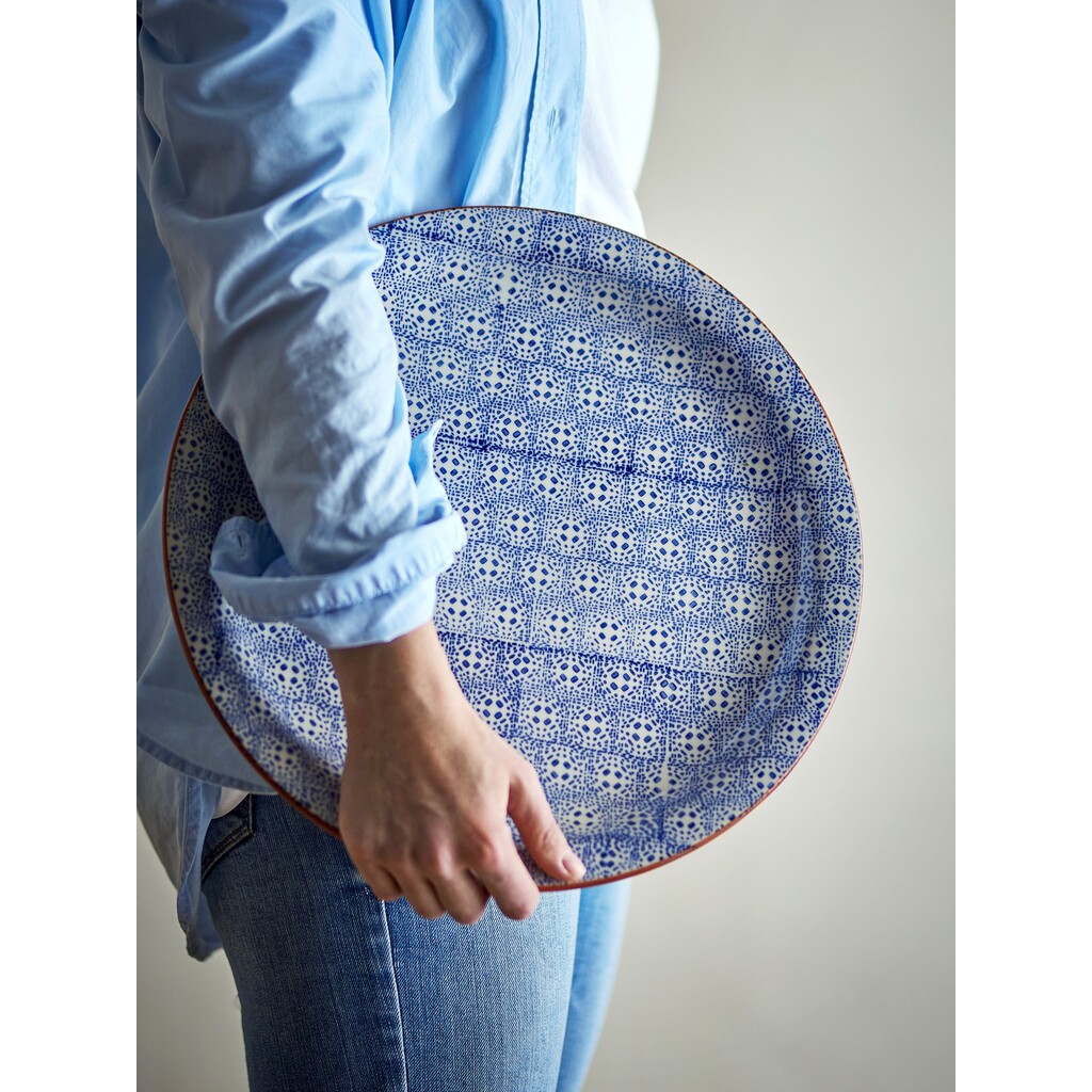 Bloomingville Karine Servierplatte Ø 35 cm aus blauem Steingut