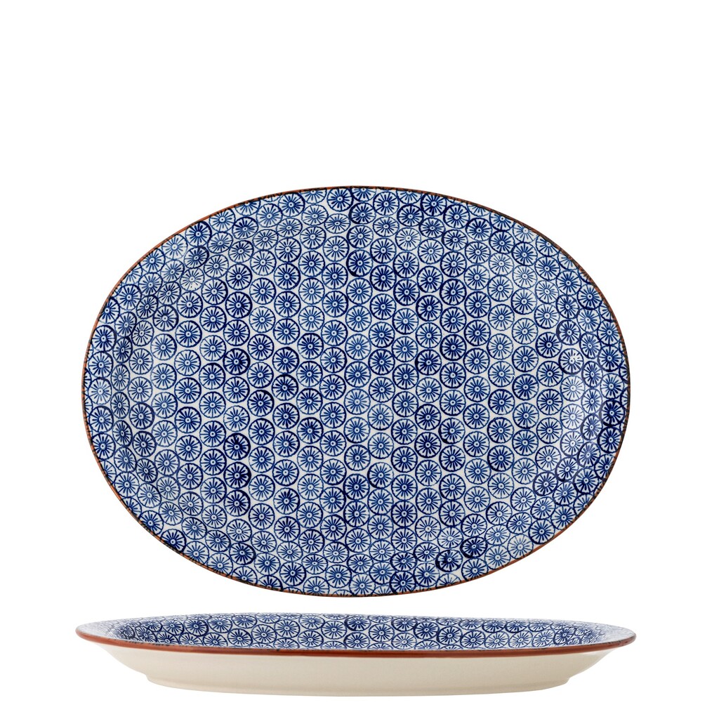 Bloomingville Karine Servierplatte Steingut, Blau online kaufen bei SKANDEKO