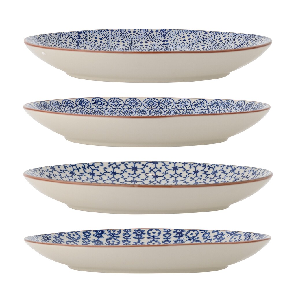 Bloomingville Karine Speiseteller-Set, Blau - Ø 25 cm - 4er-Set