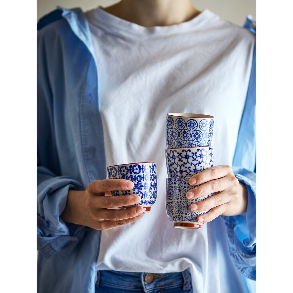 Bloomingville Karine Tasse aus Steingut – Blau, 4er-Set