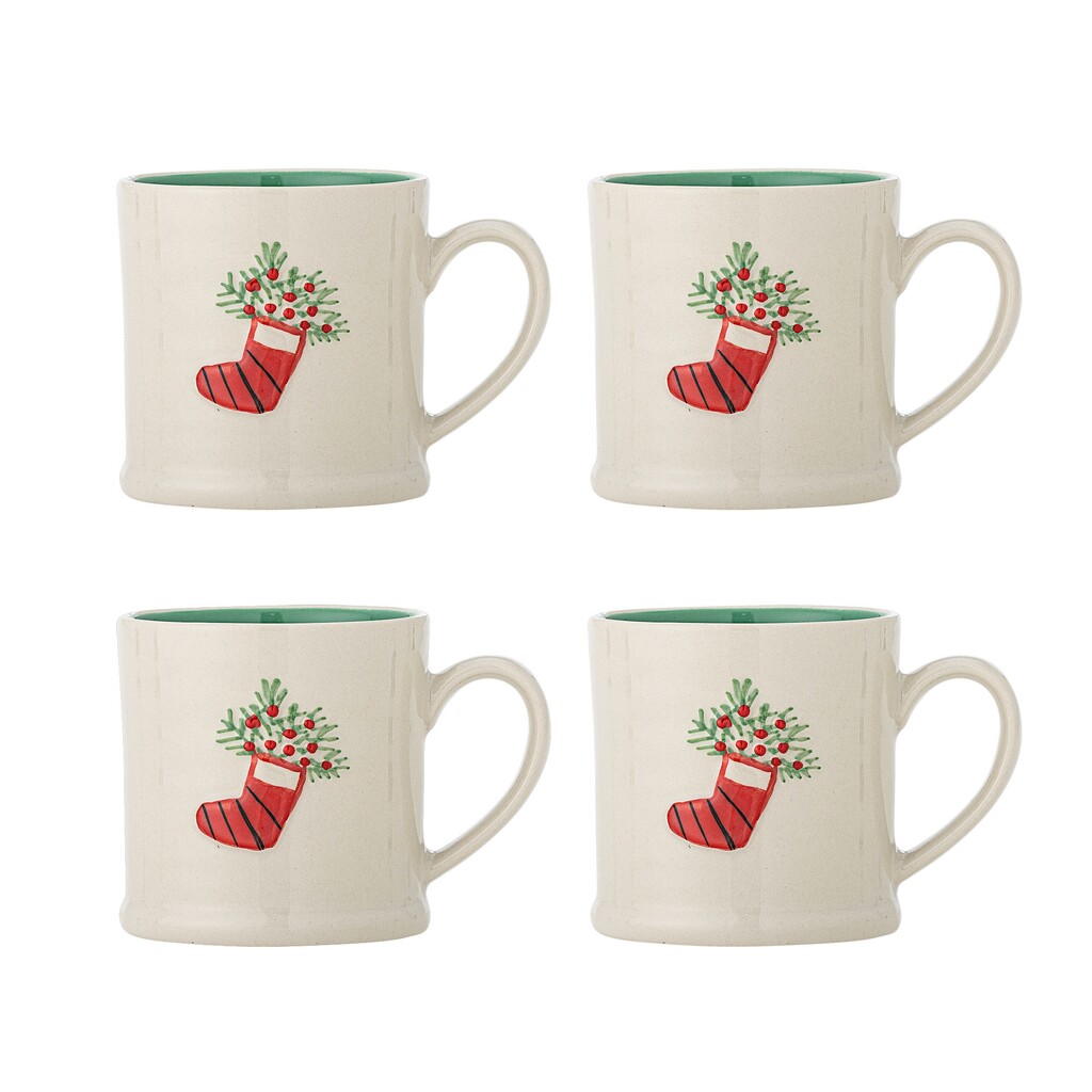Bloomingville Kenai Weihnachts-Tassen-Set aus Steingut, 4-teilig online kaufen bei SKANDEKO