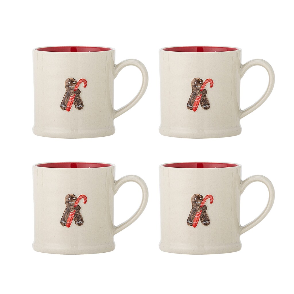 Bloomingville Kenai Weihnachts-Tassen-Set aus Steingut, 4-teilig