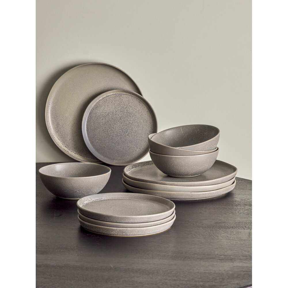 Kendra Geschirr-Set, Grau, Steingut