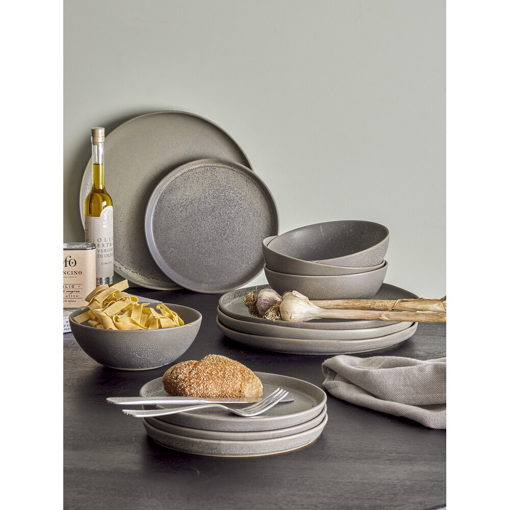 Kendra Geschirr-Set, Grau, Steingut