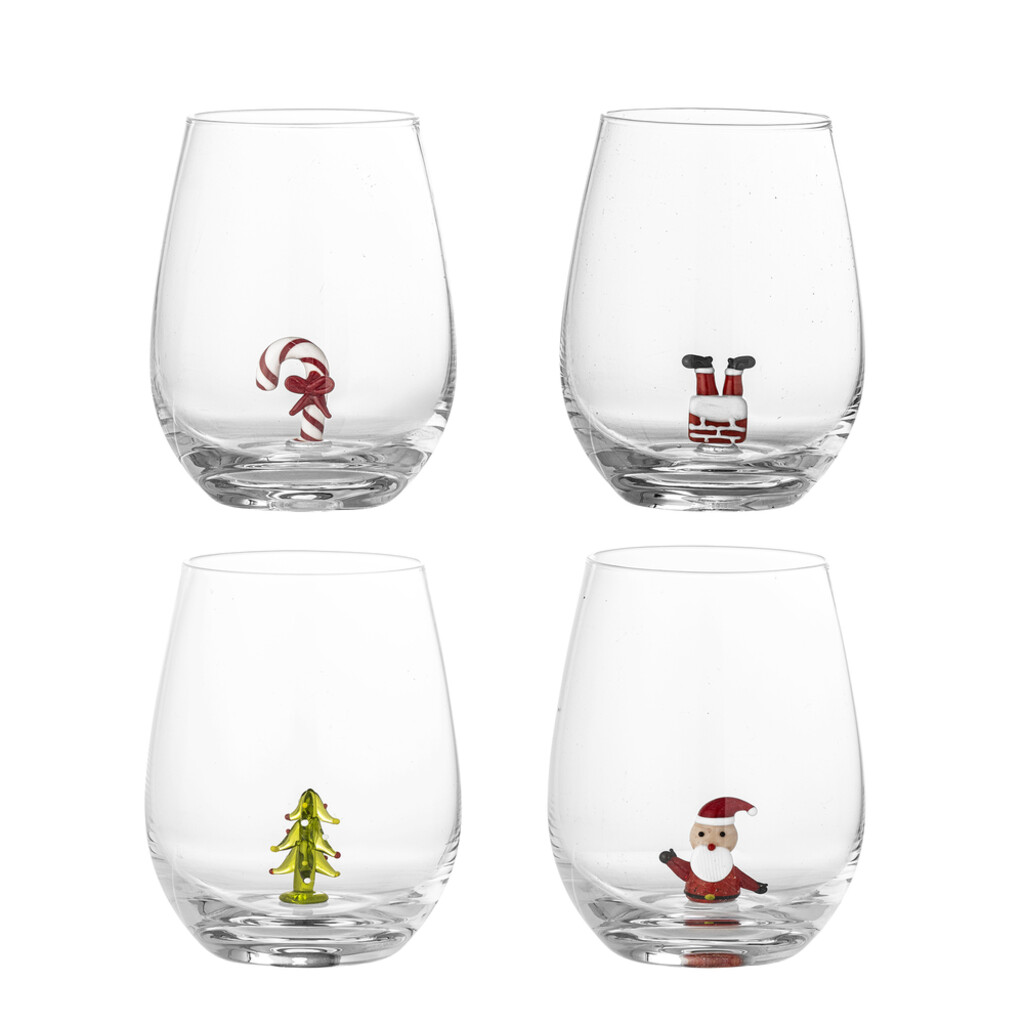 Bloomingville Misa Trinkglas Weihnachtlich, 4er Set online kaufen bei SKANDEKO