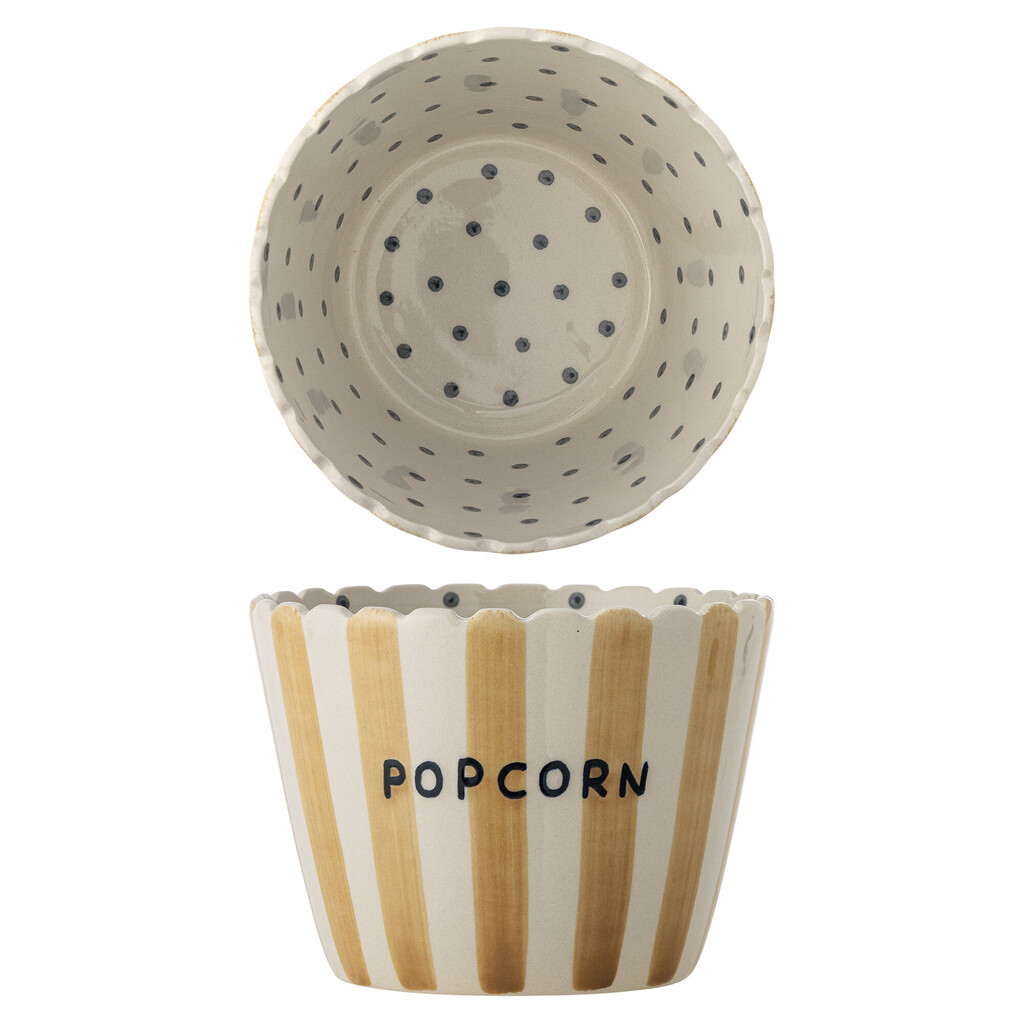 Popcorn Schale Bunt – Handbemaltes Steingut im Hygge-Stil