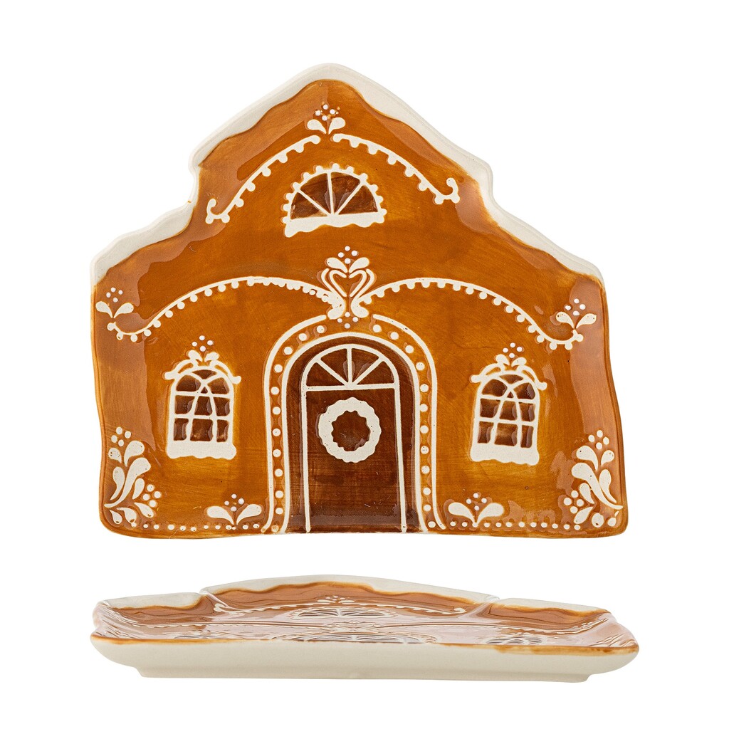 Bloomingville Steingut-Servierplatte Gina Braun, Weihnachten online kaufen bei SKANDEKO