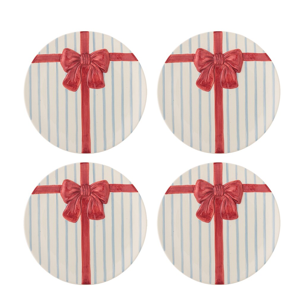 Bloomingville Steingut-Teller Weihnachten Bowie Blau (4er-Set) online kaufen bei SKANDEKO
