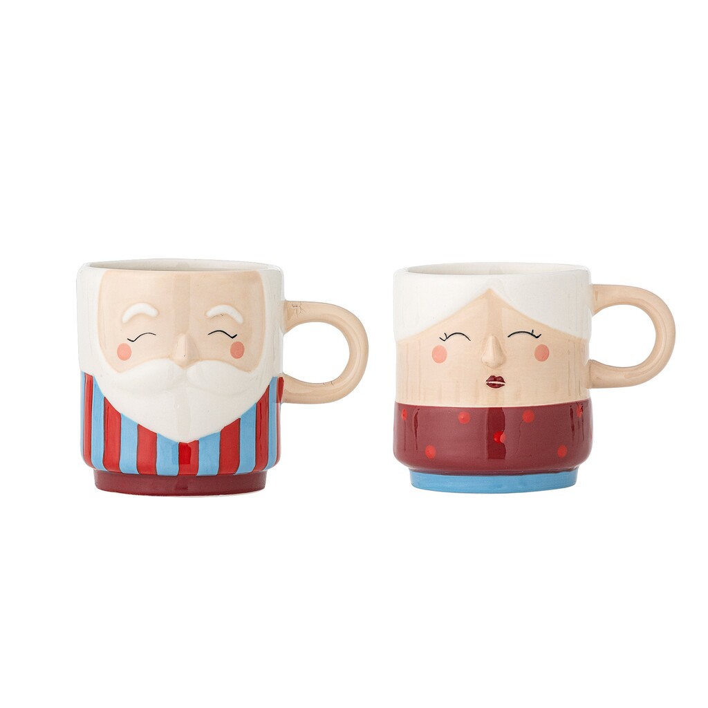 Bloomingville Weihnachtliche Steingut-Tassen Granny Rot 2er-Set online kaufen bei SKANDEKO