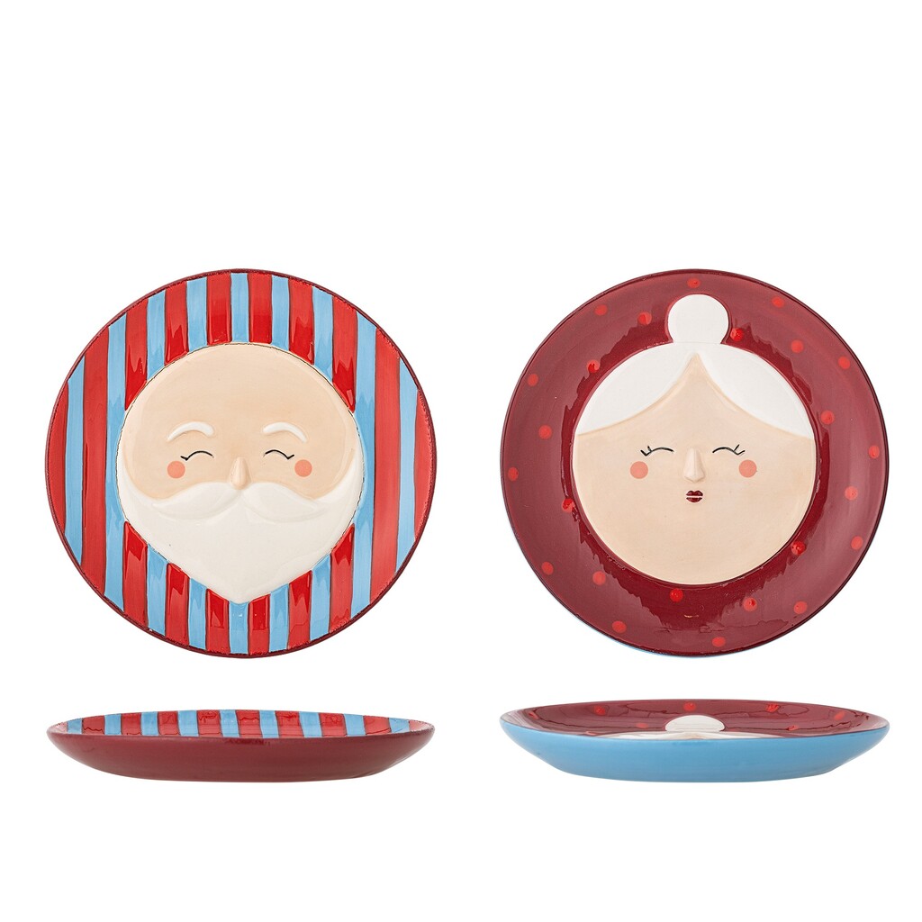 Bloomingville Weihnachtlicher Steingut-Teller Granny Rot Ø 16 cm (2er-Set) online kaufen bei SKANDEKO
