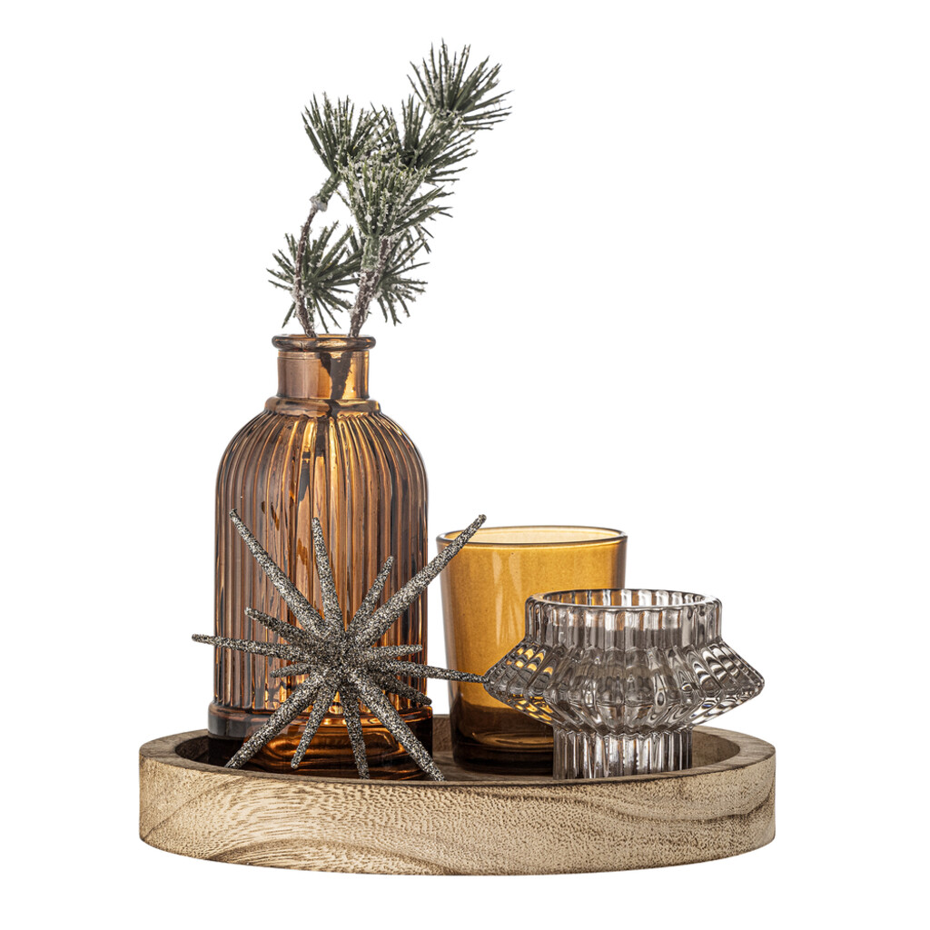 Weihnachtliches Sanga Tablett mit Teelichthaltern, rund