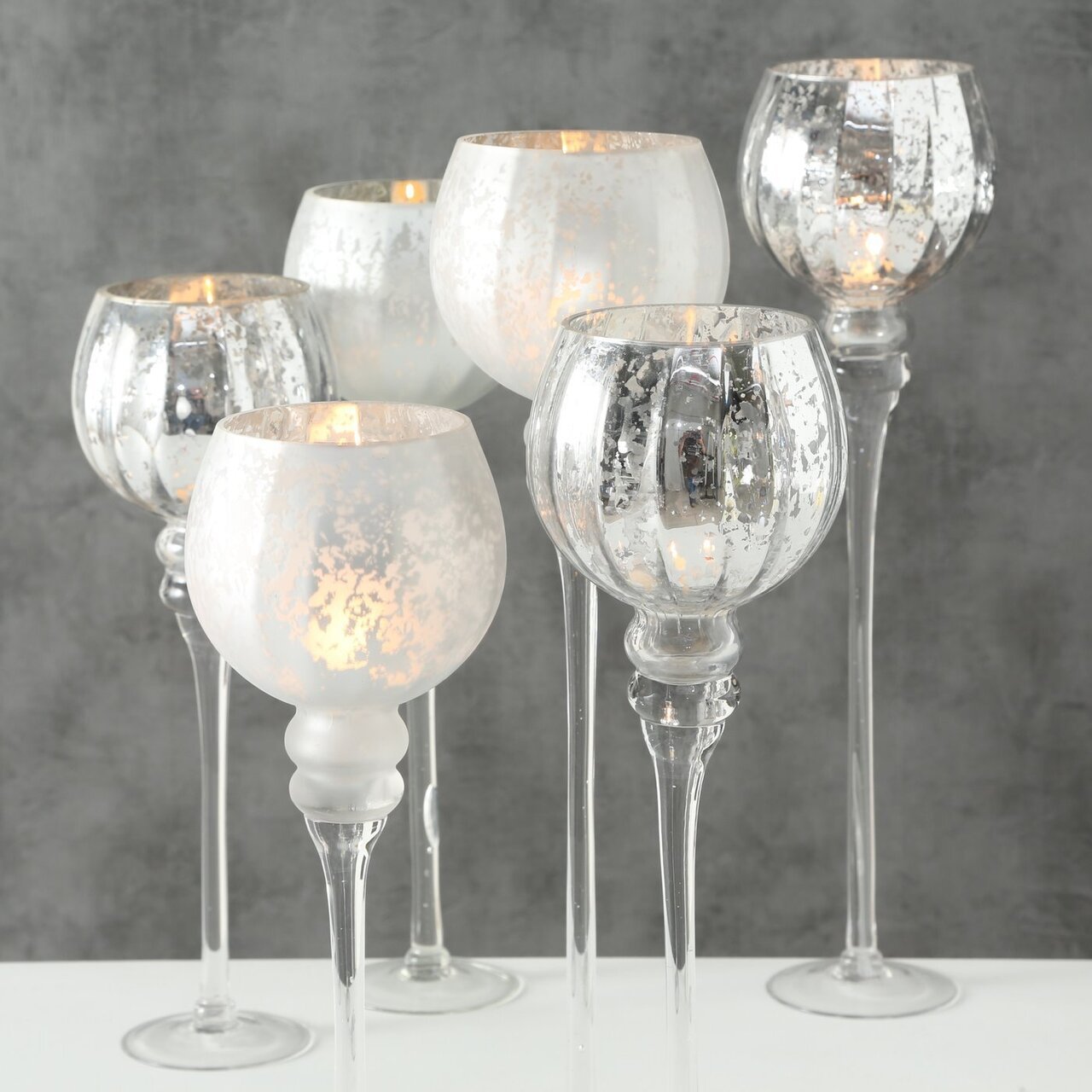3er Set Windlicht Manou silber