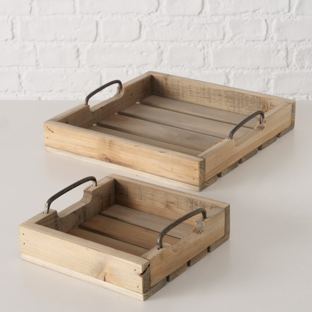 Boltze Holz-Tablett Ronja 2er-Set