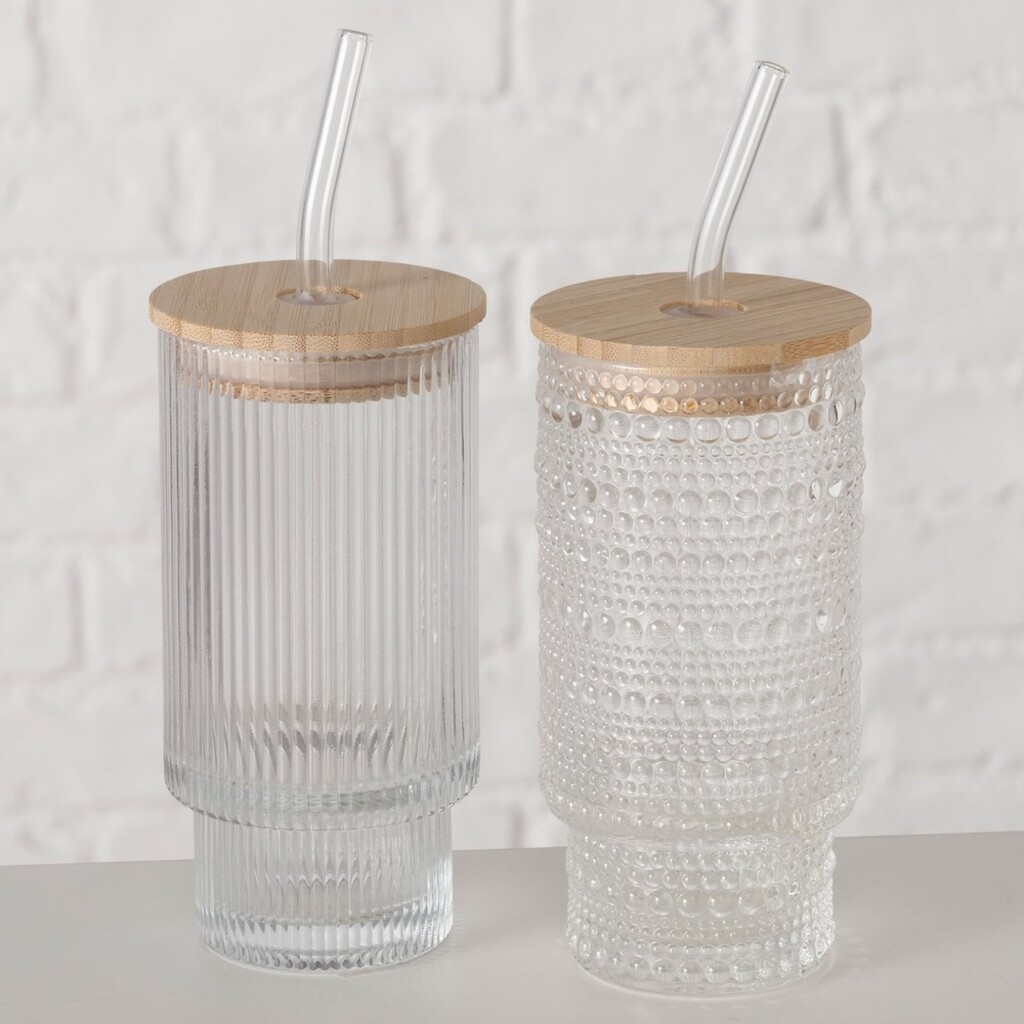 Partybecher Balona, Trinkgläser mit Strohhalm 2er Set