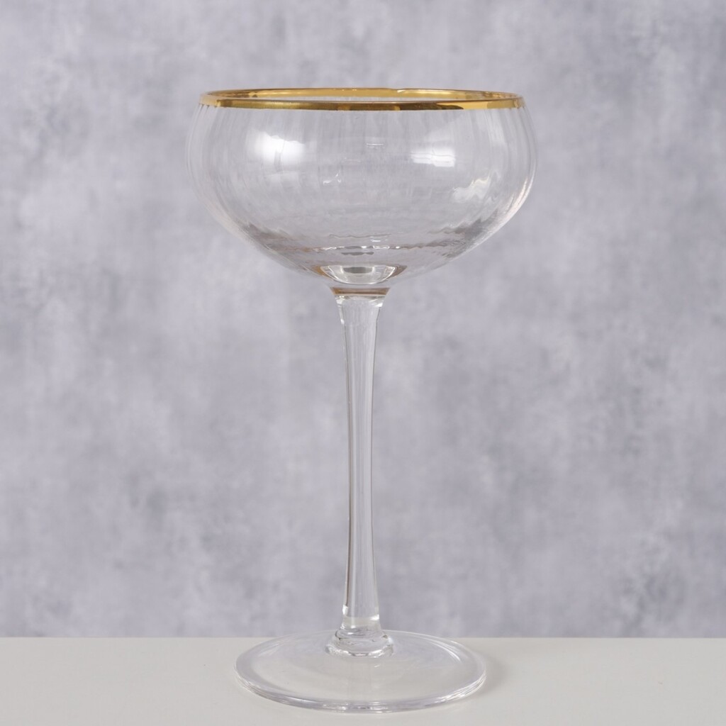Sektglas Sofia flach, mit Goldrand